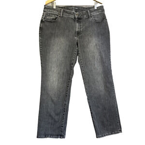 Chico's Jeans Size 14S Charcoal Straight Leg Denim Stretch Casual 27" Inseam